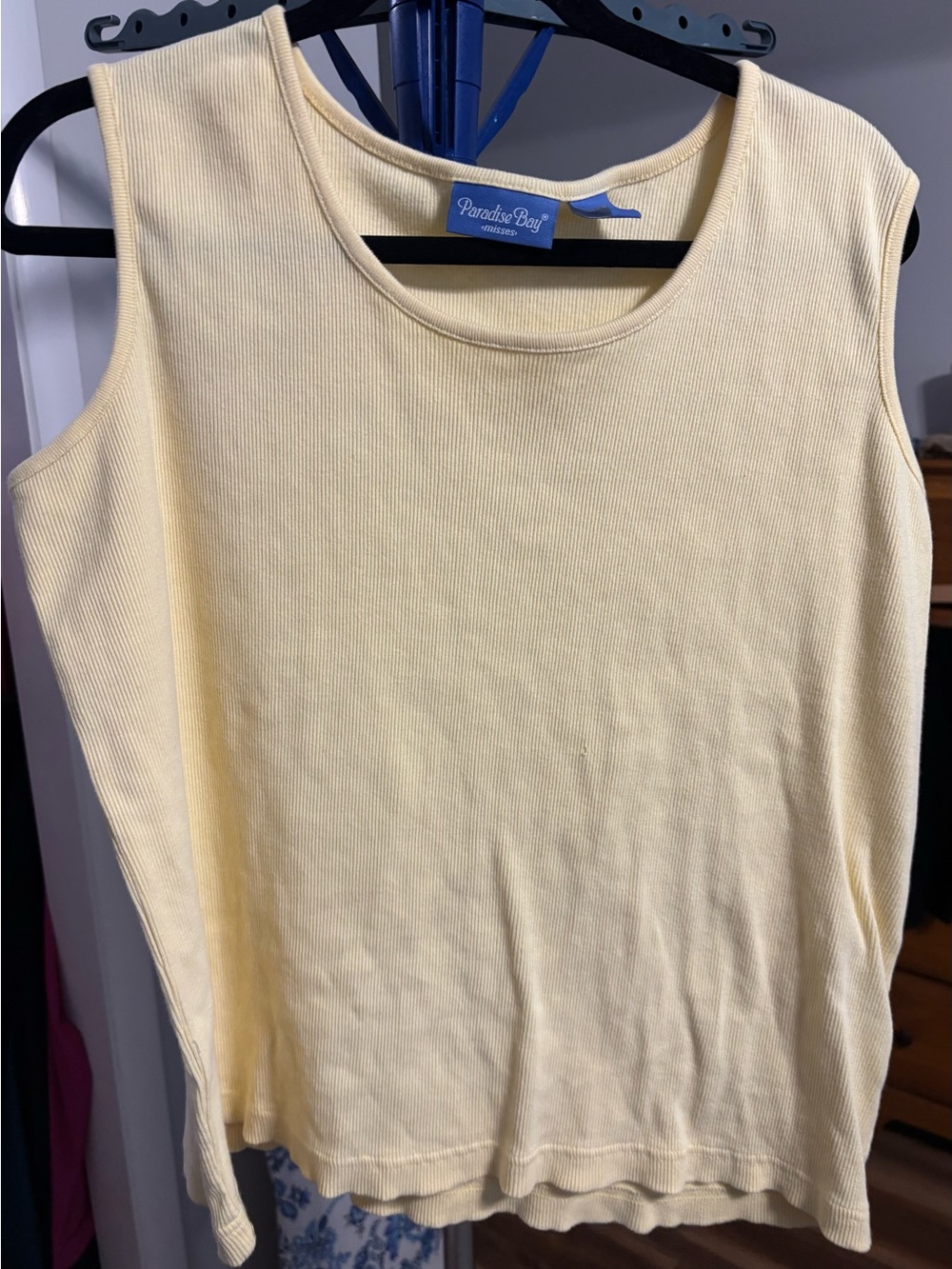 Paradise Bay Sleeveless Ribbed Tank Top - Light Yellow